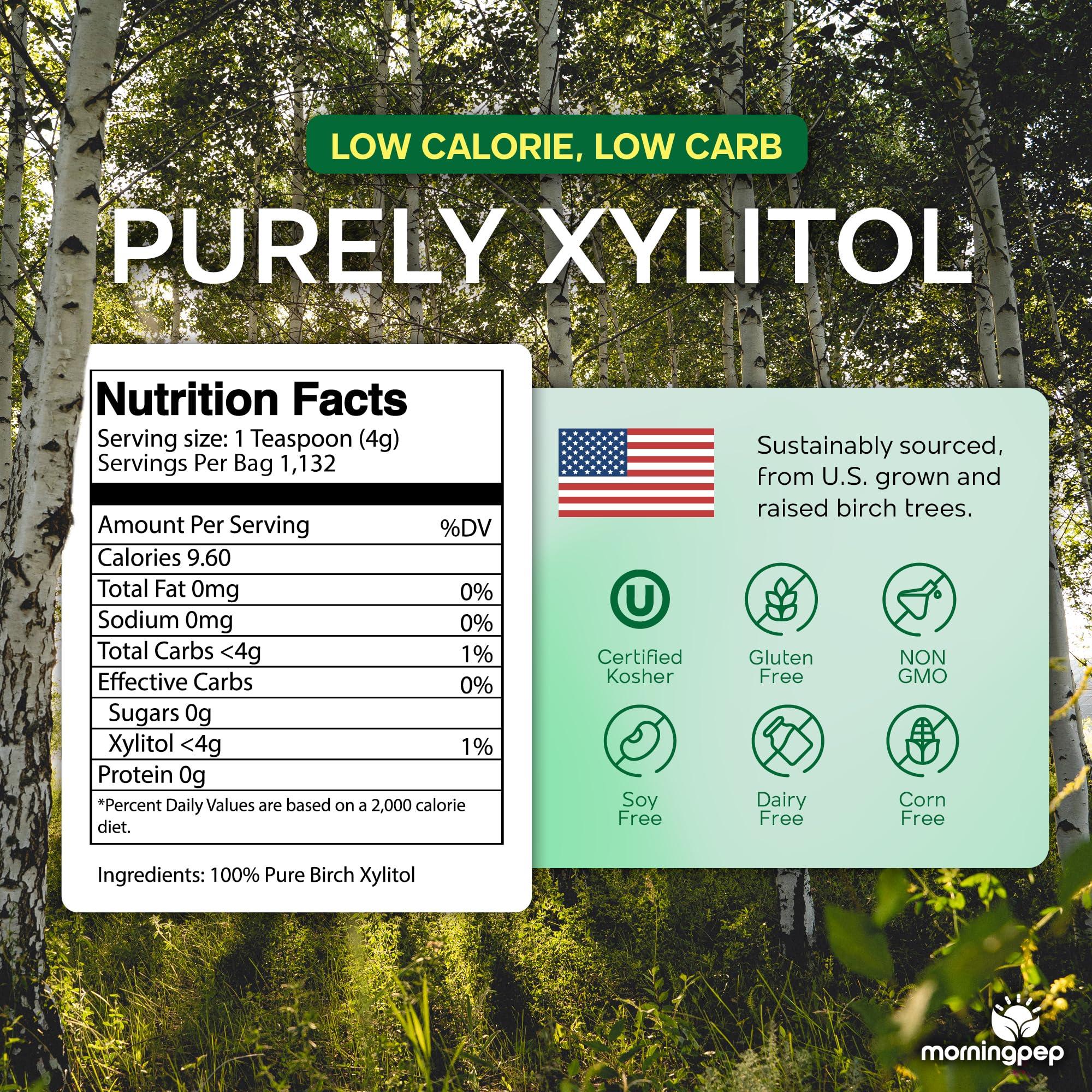 Morning Pep Morning Pep Pure Birch Xylitol (Keto Diet Friendly) Sweetener with no Aftertaste Bulk Size 10 LBs (Not from Corn) Non GMO Kosher Gluten Free Product of USA. 160 OZ