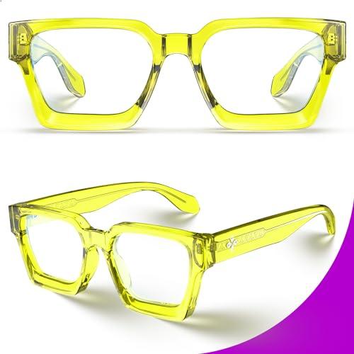 VISOONE VISOONE Enhanced Version Rectangle Chic Preppy Look Blue Light Blocking Glasses for Women Men RIVER-LIGHTER