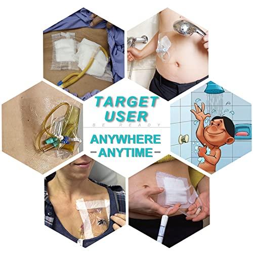 Hola Health Waterproof Shower Protector Bandage 8x8 inch for Large Port Surgery Incisions Guard Tattoo Second Skin Healing Aftercare Cover Bath Patch Transparent Film Clear Adhesive Wounds Dressing (Pack of 50)