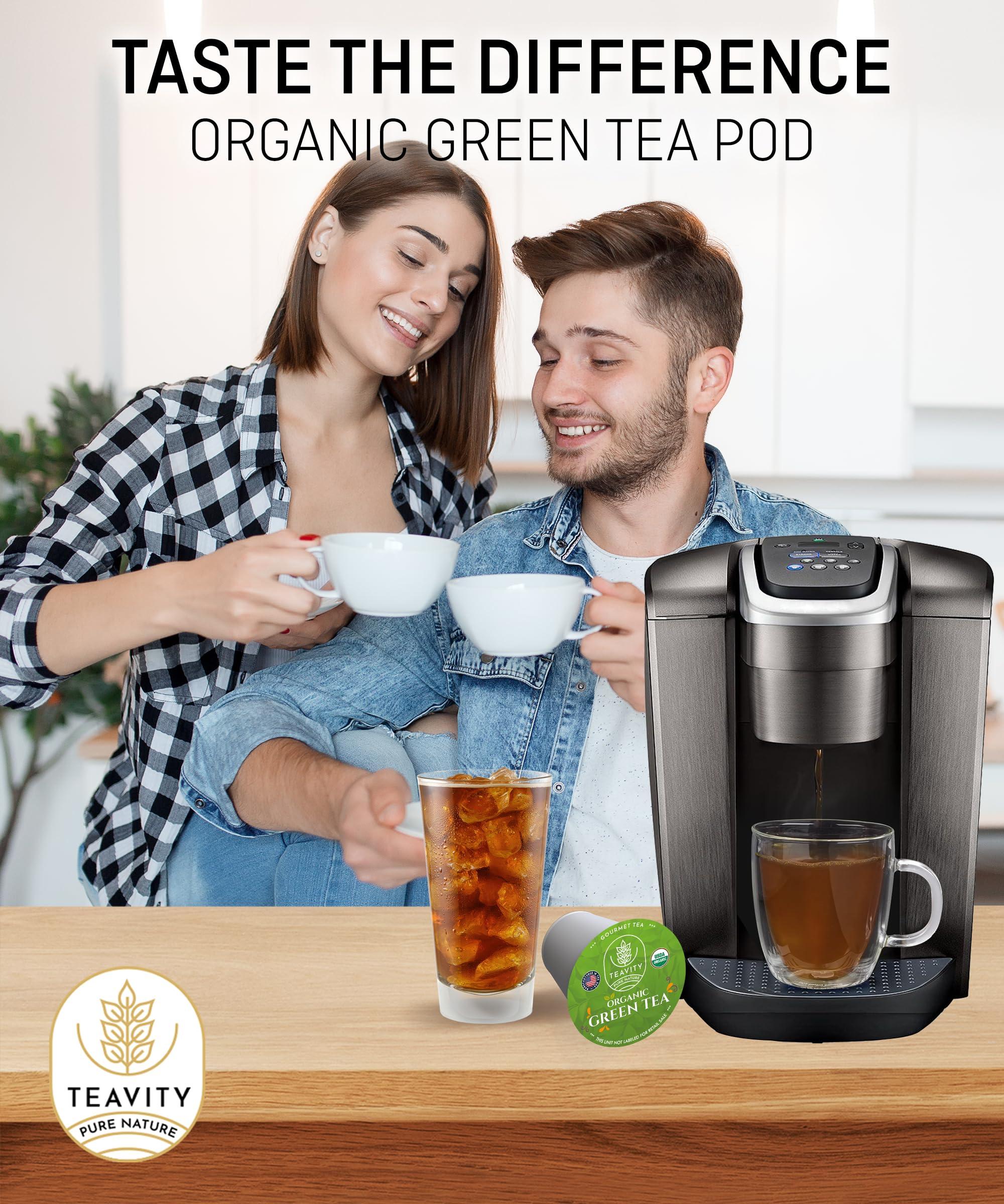 Teavity Organic Green Tea Pods for Keurig - Unsweetened Green Tea for K Cup Machines by Teavity (12 Tea Pods)
