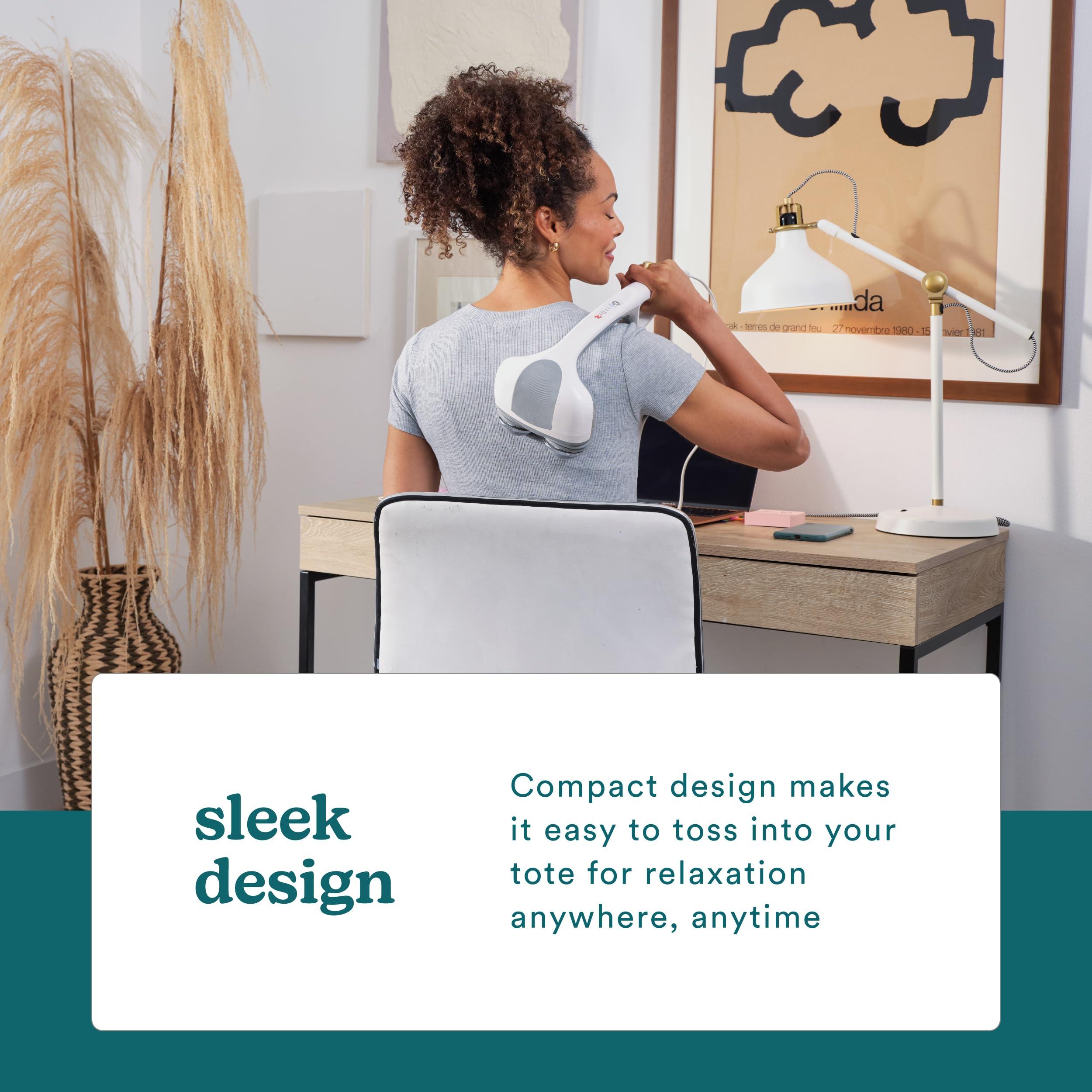 Homedics Homedics Back Massager - Heated Automatic Percussion Back, Body and Neck Massager with Duel Pivoting Heads, Interchangeable Nodes, for Shoulders, Legs and Feet, White