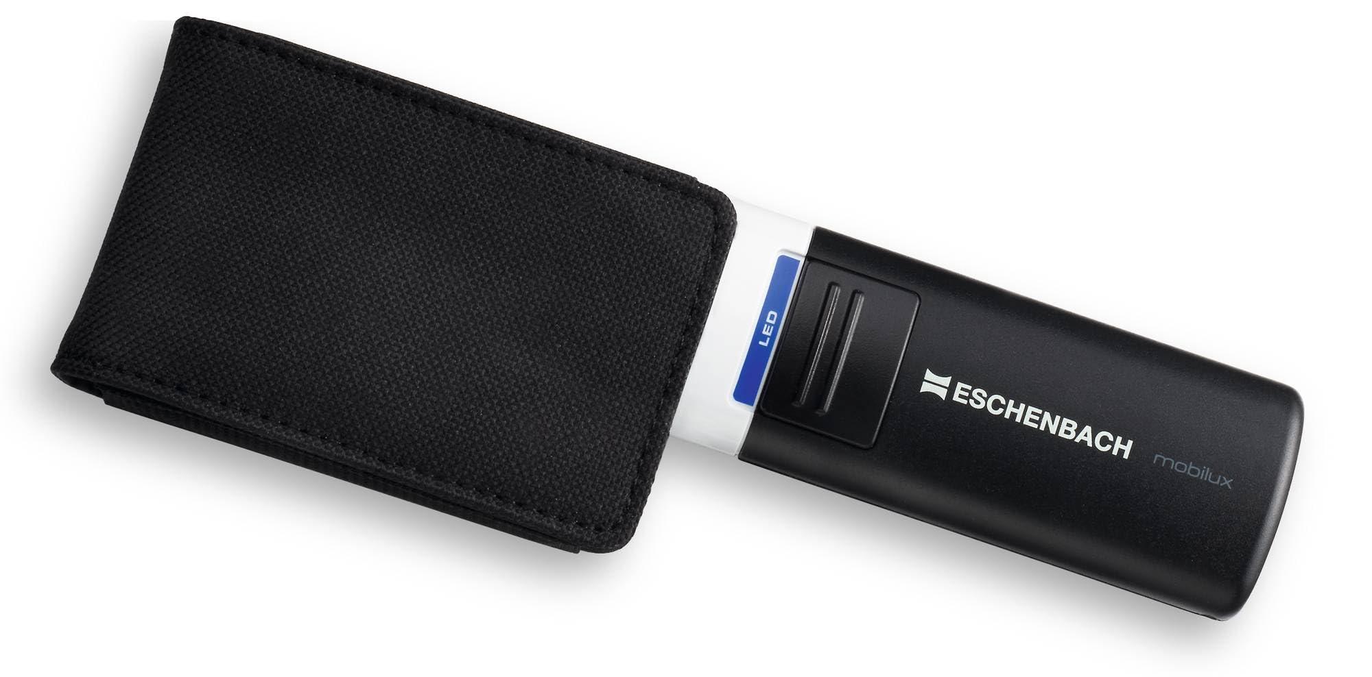 GBBC Eschenbach Mobilux LED Hand Held Magnifier, 4X, 2.0 x 2.0 inches (50 x 75 mm), Resin Lens, Black, PXM Optical Resin, Aspherical, Therapy Hard Coating, LED Light