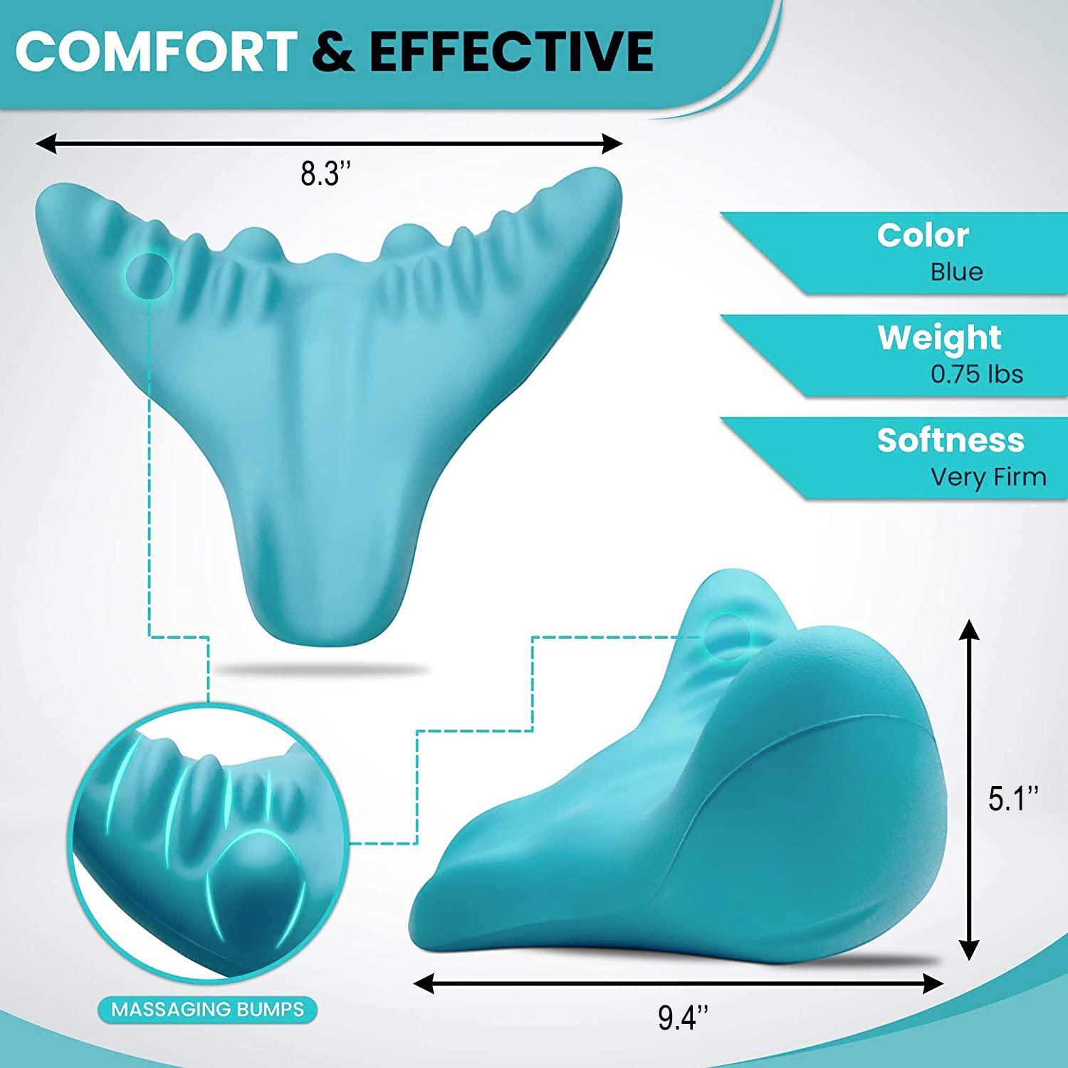 Xemz Xemz Cervical Spine Massage Pillow, Neck and Shoulder Relaxer Neck Massage Pillow, Cervical Spine Alignment Chiropractic Pillow Cervical Neck Traction Device Neck Stretcher for TMJ Pain Relief (Blue)