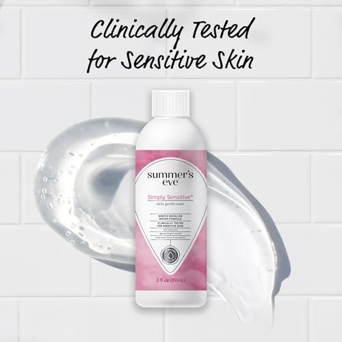 Summer's Eve Summer\'s Eve Simply Sensitive Daily Gentle All Over Feminine Body Wash, Removes Odor, Feminine Wash pH Balanced, Travel Size 3 fl oz, 24 Pack