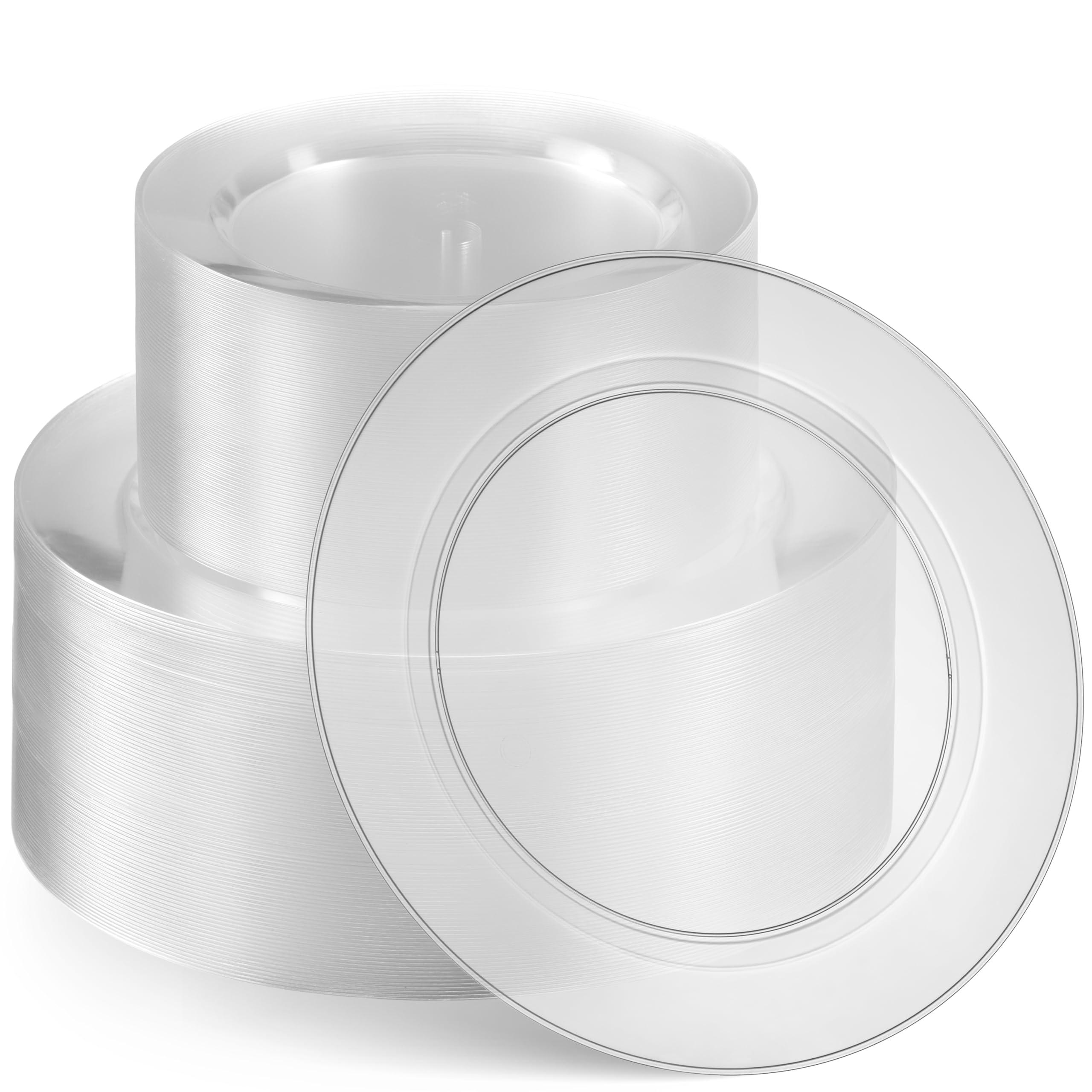 Munfix Munfix 100 Clear Plastic Plates Set, 50 Pcs 10 Inch Plastic Dinner Plates and 50 Pcs 7 Inch Plastic Dessert Plates, Elegant Fancy Heavy Duty Disposable Plates for Party, Wedding, Clear