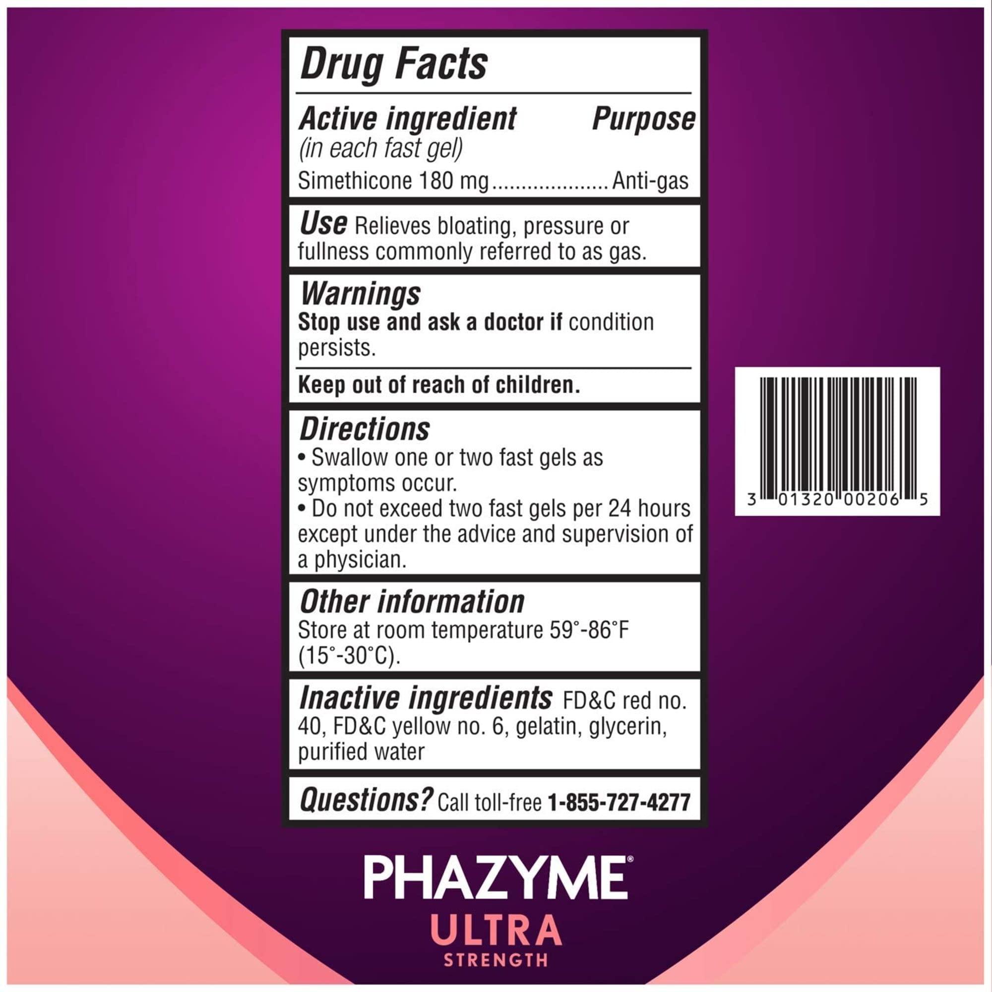 Phazyme Phazyme Ultra Strength Gas & Bloating Relief, Works in Minutes, 12 Fast Gels, (Pack of 2)