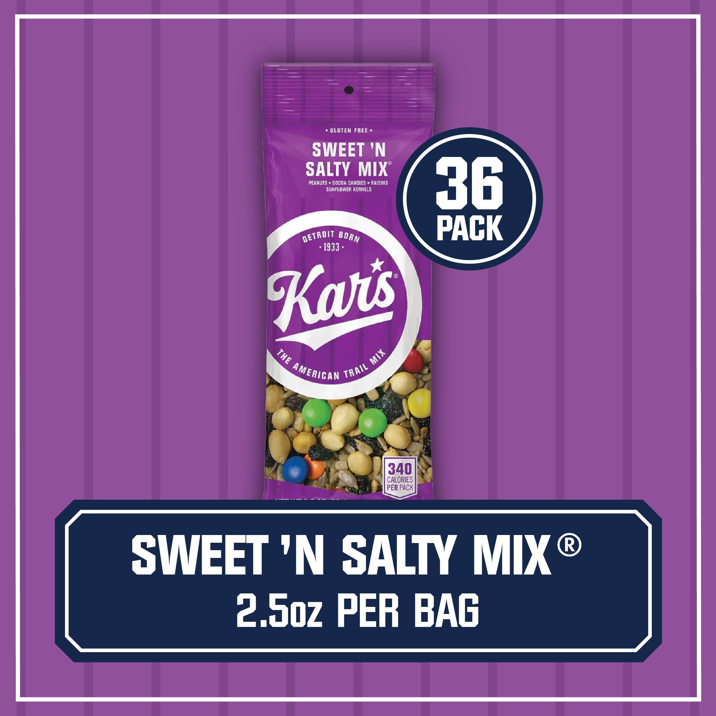 Kar\'s Kars Nuts Sweet N Salty Trail Mix 2.5 oz Individual Snack Packs, Bulk Pack of 36 - Snacks for Adults and Kids