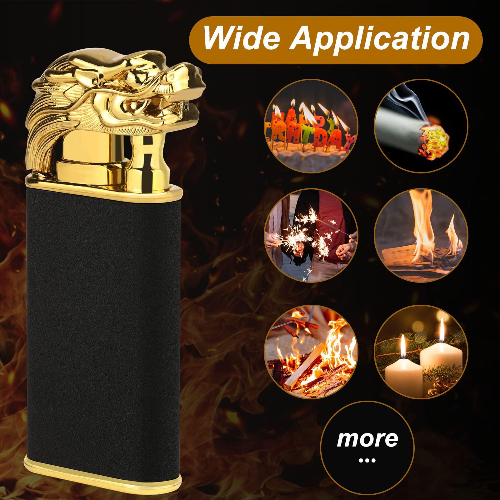 Fodana Cool Dual Flame Dragon Lighter,Outdoor Windproof Dragon Torch Lighter,Switchable Soft/Jet Flame Lighter,Double Flame Refillable Butane Lighter,Cool Lighter Creative Gift for Men(Without Butane)