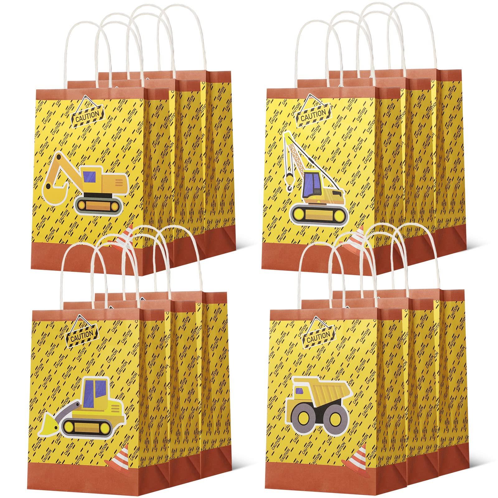 Spakon 24 Packs Construction Party Favor Bag Construction Birthday Party Supplies Decoration Dump Truck Goodie Gift Bags for Kids Boy Birthday Party Baby Shower Dump Truck Party