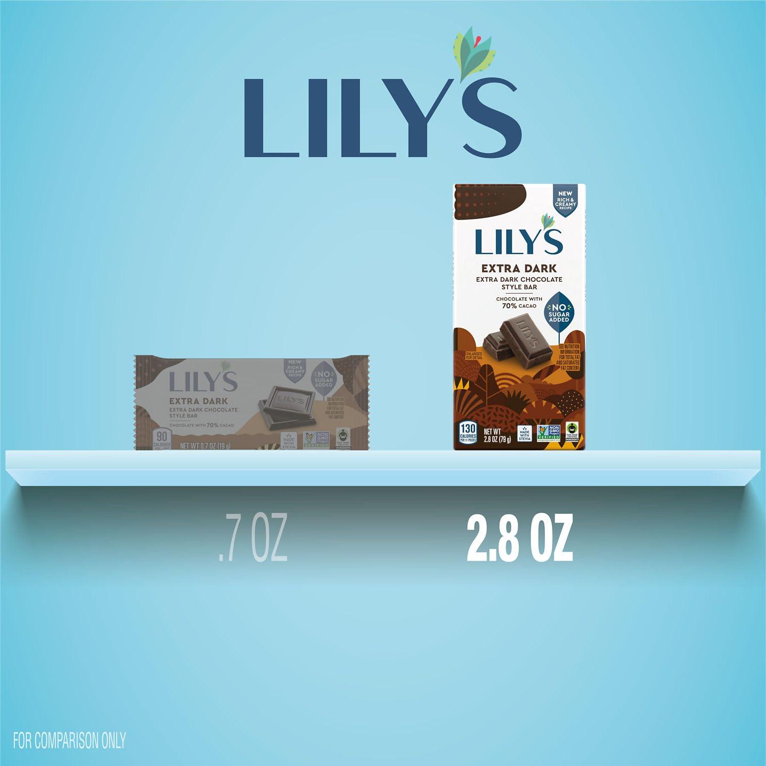 Lily's LILY\'S Extra Dark Chocolate Style No Sugar Added, Sweets Bars, 2.8 oz (12 Count)