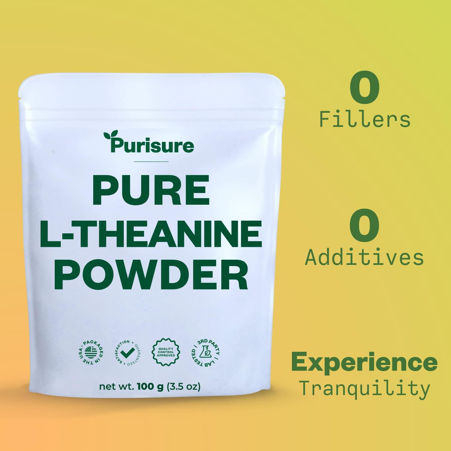 Purisure Purisure L-Theanine Powder, 100 g, Pure L Theanine Powder That Promotes Relaxation and Focus, L-Theanine Supplement for Cognitive Function, No Fillers, Non-GMO, 1000 Servings