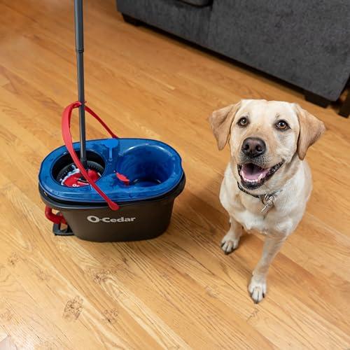 O-Cedar O-Cedar RinseClean Spin Mop & Bucket System + 1 Extra Mop Head | Clean with Clean Water | Removes 99% of Bacteria