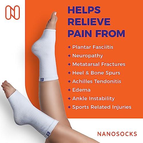 NanoSocks NanoSocks Compression Socks for Women & Men (1 Pair) - BEST Ankle Brace Support Sleeve for Neuropathy, Plantar Fasciitis, Diabetic Foot Nerve Pain Relief - Toeless (Small, White)