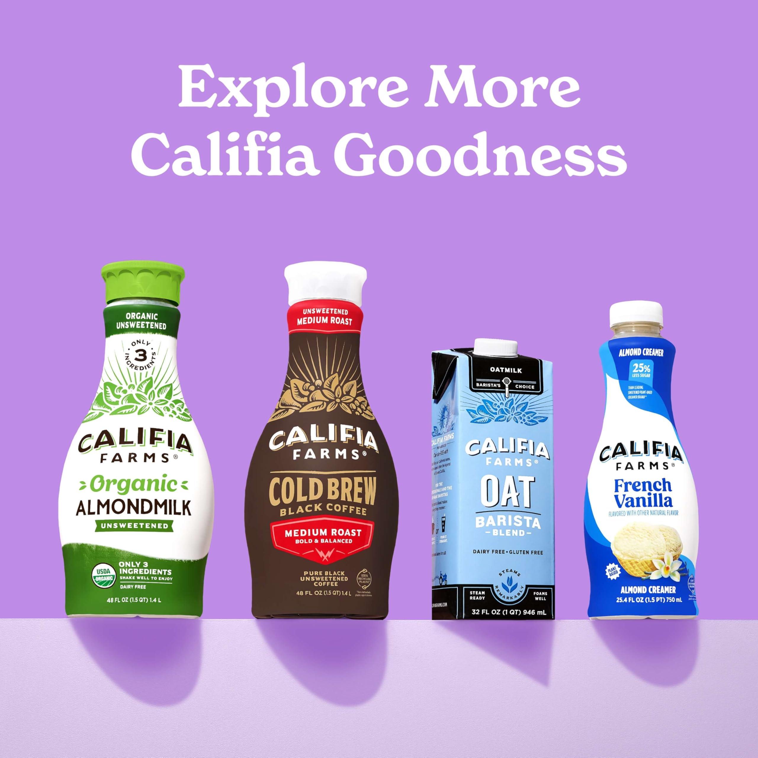 Califia Farms Califia Farms – Vanilla Oat Barista Blend Oat Milk, 32 Oz (Pack of 6), Shelf Stable, Dairy Free, Plant Based, Vegan, Gluten Free, Non GMO, Milk Frother, Creamer, Blue