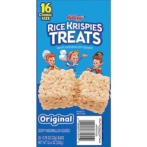 RICE KRISPIES TREATS Rice Krispies Treats Crispy Marshmallow Squares, Kids Snacks, Snack Bars, Original, 12.4oz Box (16 Bars)