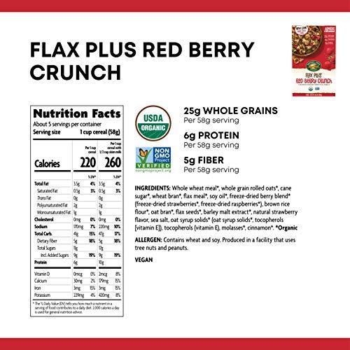 Nature's Path Nature's Path Organic Flax Plus Red Berry Crunch Cereal, 10.6 Ounce (Pack of 6), Non-GMO, 25g Whole Grains, with Omega-3 Rich Flax Seeds