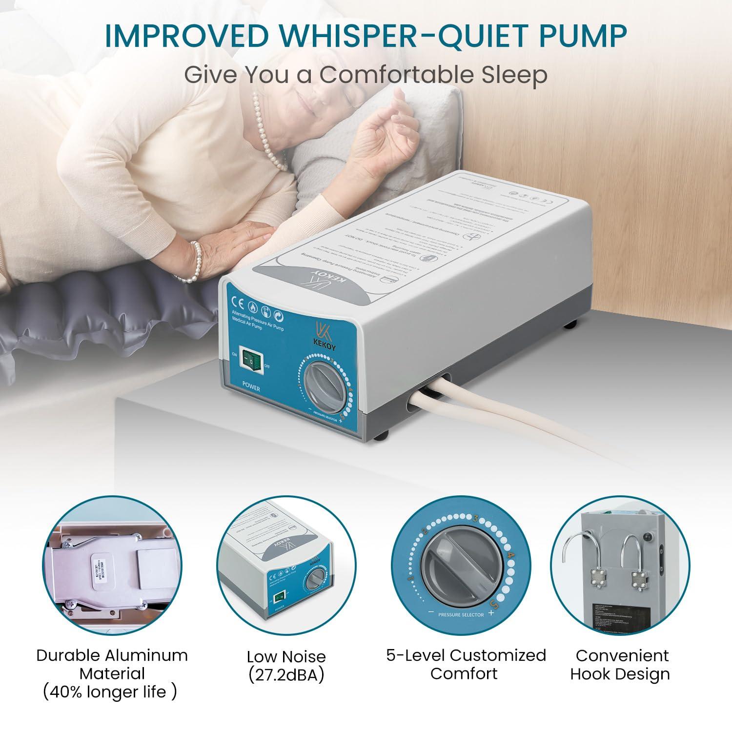 Kekoy KEKOY Alternating Air Pressure Mattress Pad with Micro Air Vents for Bedsore Prevention, with Whisper Quiet Pump, Waterproof Pressure Relief Ulcer Cushion Pad for Bed Sores for Hospital Bed Home Bed