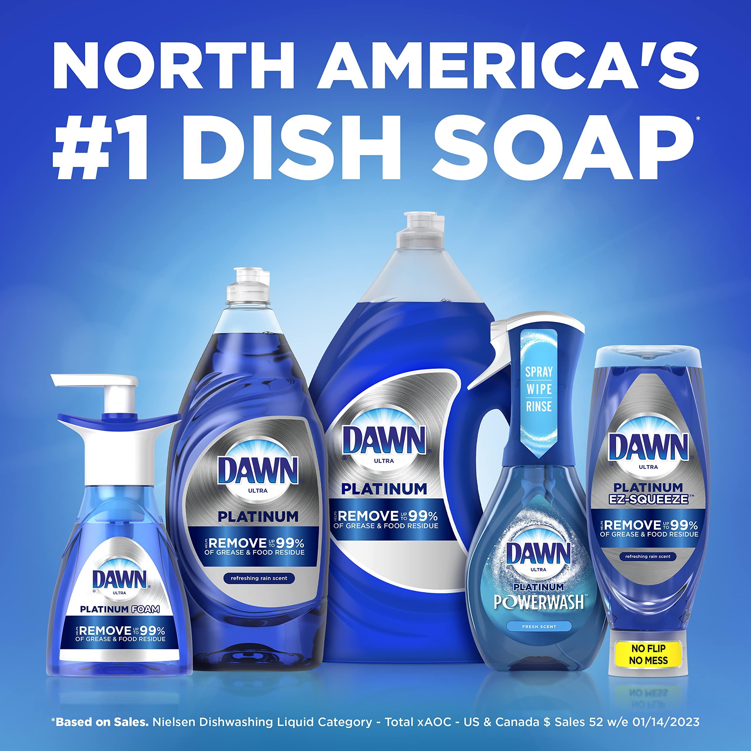Dawn Dawn Platinum Dish Soap Liquid, Dishwashing Liquid, Dish Detergent Liquid, Refreshing Rain Scent, 54.8 fl oz (Pack of 2)