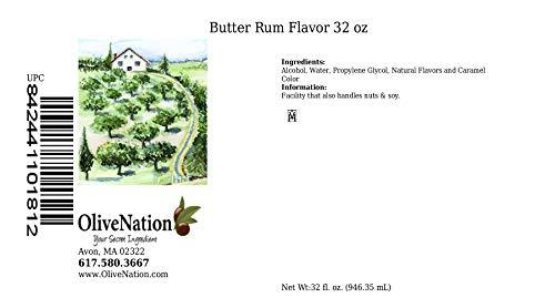 OLIVENATION Butter Rum Flavor - Buttered Rum Extract for Baking - Beverages - Sauces - Non-GMO - Gluten Free - Kosher - Vegan - 32 ounces