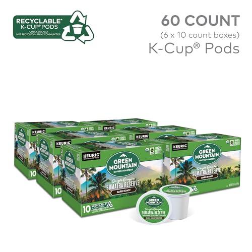 Green Mountain Coffee Roasters Green Mountain Coffee Roasters Sumatra Reserve, Keurig Single Serve K-Cup Pods, Dark Roast Coffee, 60 Count, (6 Packs of 10)