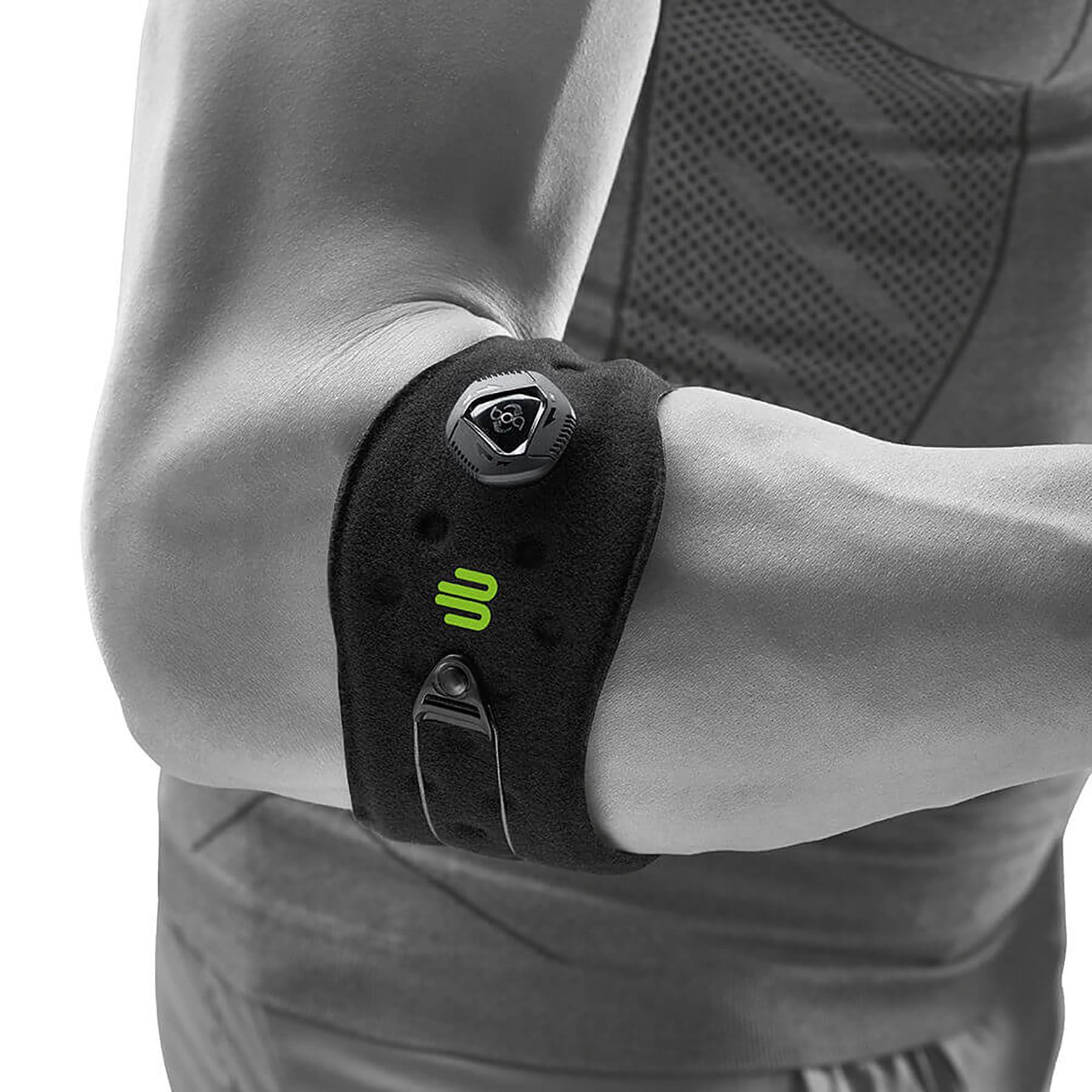 BAUERFEIND Bauerfeind Adjustable Sports Elbow Strap - Single, Black, One Size - Forearm Pain Relief from Golfers and Tennis Elbow - Five Point Pad for Direct Pressure on Tendon - Boa Closure System