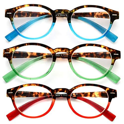 Eyekepper Eyekepper 3 Pack Round Reading Glasses Oval Stylish Reader Eyeglasses for Women Reading +0.50