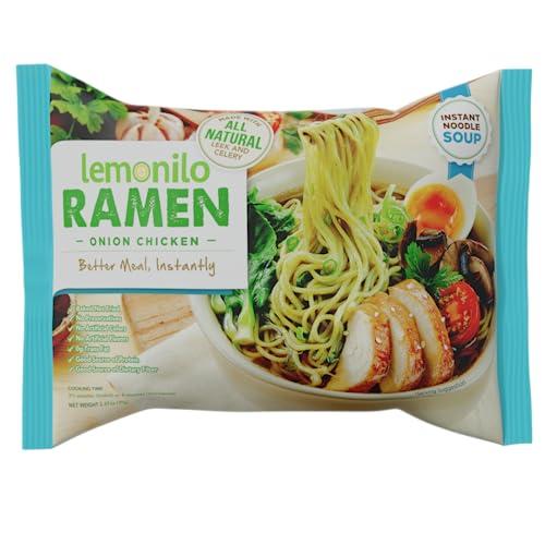 Lemonilo Lemonilo Ramen - Onion Chicken Soup - Healthy Instant Ramen - Oven Baked Noodles - Made with All-Natural Ingredients - Quick Meal Kit (2.65 Oz) - Pack of 24