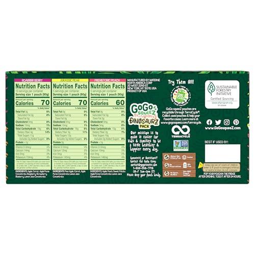 GoGo SqueeZ GoGo squeeZ Fruit & veggieZ Applesauce and Puree Variety Pack, Jurassic Pear, Roarrrr Berry & Prehistoric Peach, 3.2 oz (Pack of 20), Unsweetened Snacks for Kids, BPA Free Pouches
