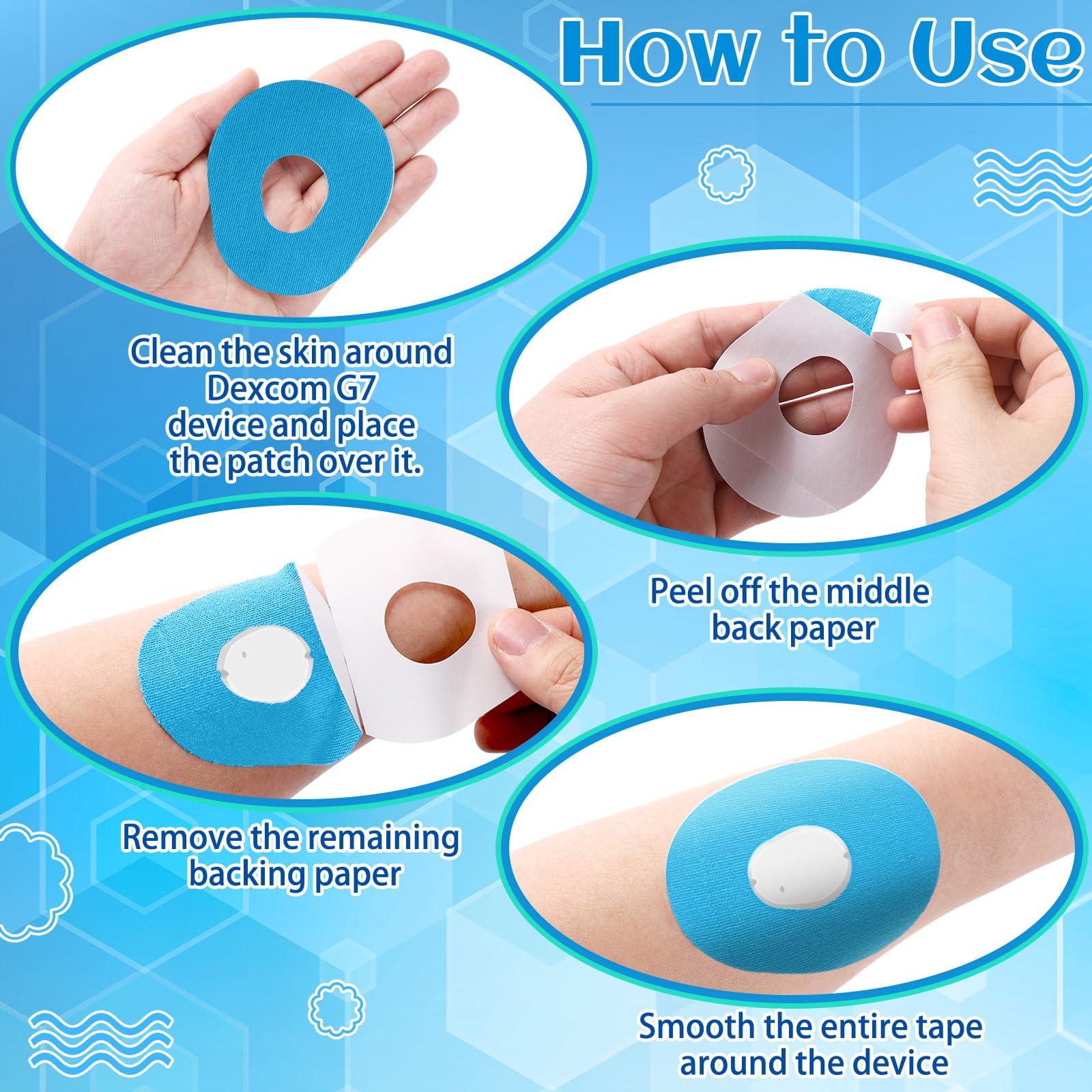 TrelaCo TrelaCo 48 Pack Adhesive Patches Compatible with G7 Overpatch Flexible CGM Sensor Patch Easy to Use Breathable Bandage No Latex Sweatproof Overlay Patch for 10 Days Long Stay(Blue)