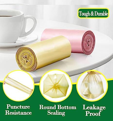 Hommaly Hommaly 1.2 Gallon 240 pcs Small Golden Trash Bags, Strong Garbage Bags, Bathroom Gold Trash Can Bin Liners Unscented, Mini Plastic Bags for Office, Waste Basket Liner, Fit 4.5 Liters, 0.5-1.2 Gal