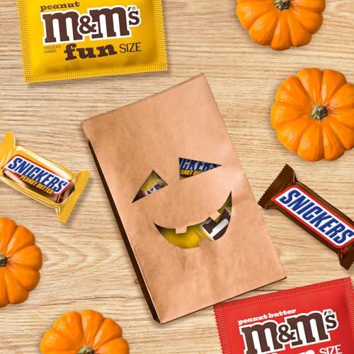 Mars M&M\'S Peanut, M&M\'S Peanut Butter, SNICKERS Crunchy Peanut Butter & SNICKERS Original Fun Size Trick or Treat Individually Wrapped Milk Chocolate Halloween Candy Variety Assortment, 35 Ct Bulk Bag