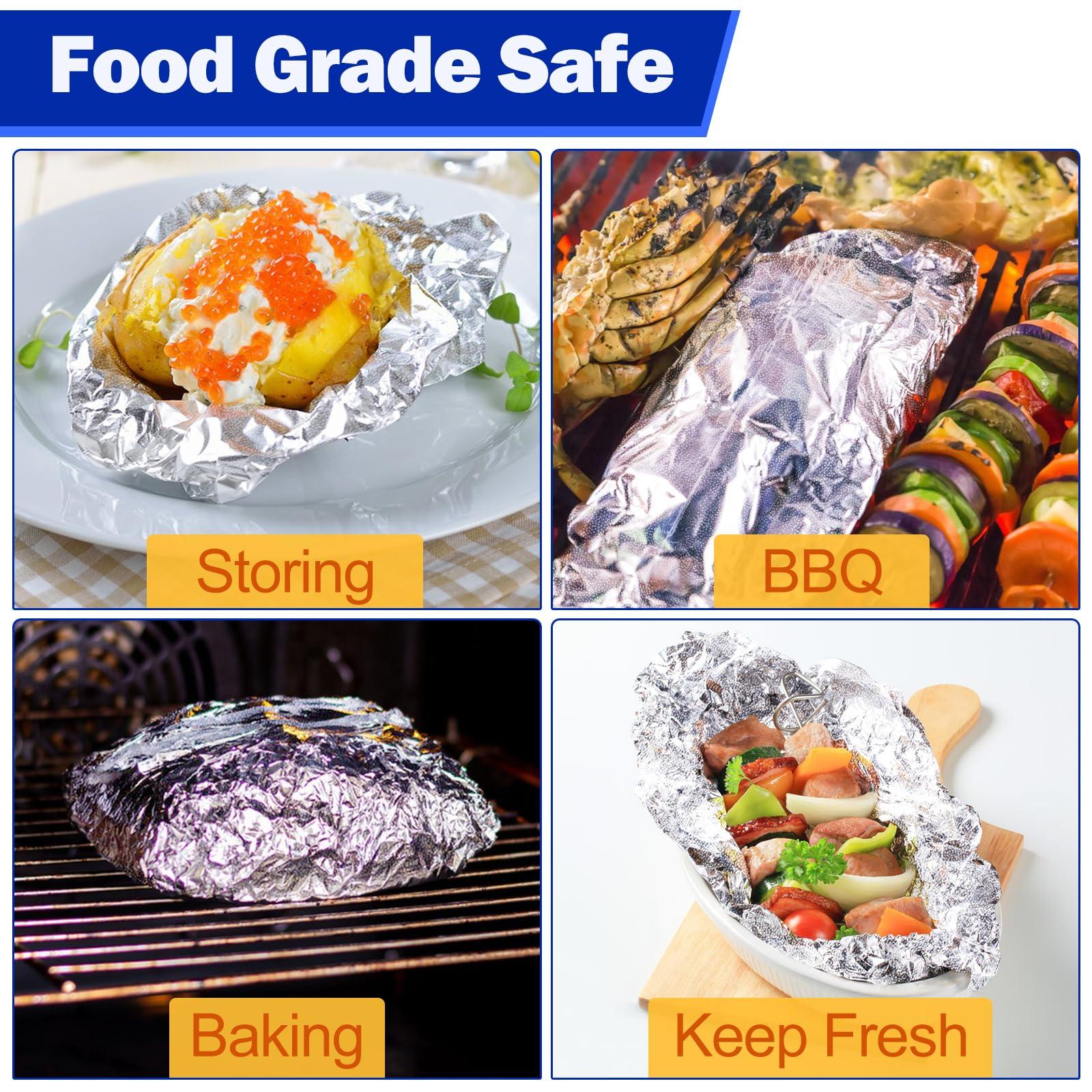 Alfolic Alfolic Aluminum Foil Sheets - 12\" x 10.75\" Pre Cut Tin Foil, Premium Aluminum Foil Wraps for Cooking, Storing Food - 500 Sheets