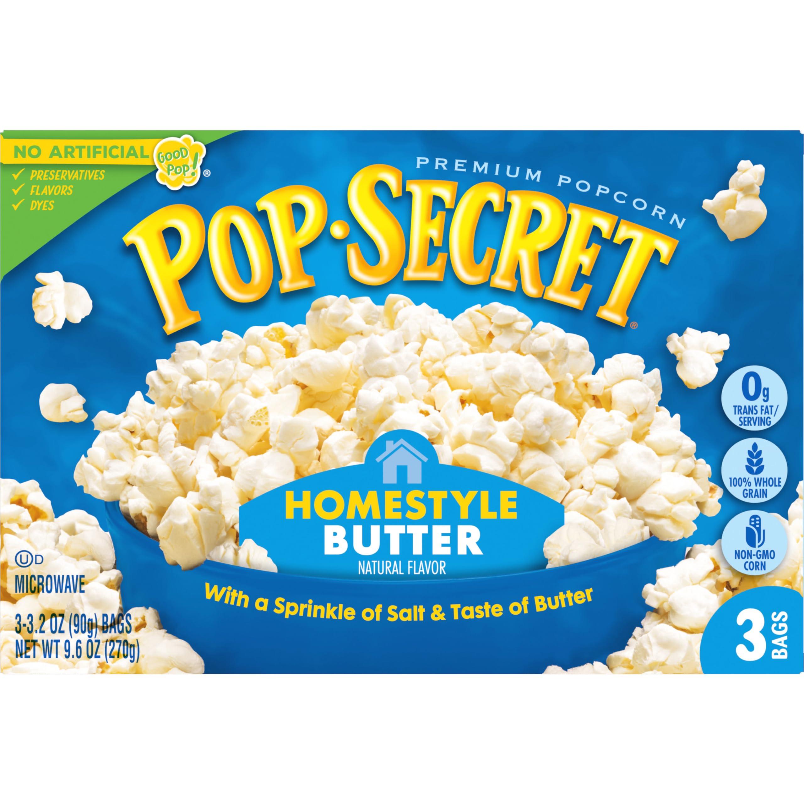 Pop Secret Pop Secret Microwave Popcorn, Homestyle Butter Flavor, 3.2 Oz Sharing Bags, 3 Ct (Pack of 2)
