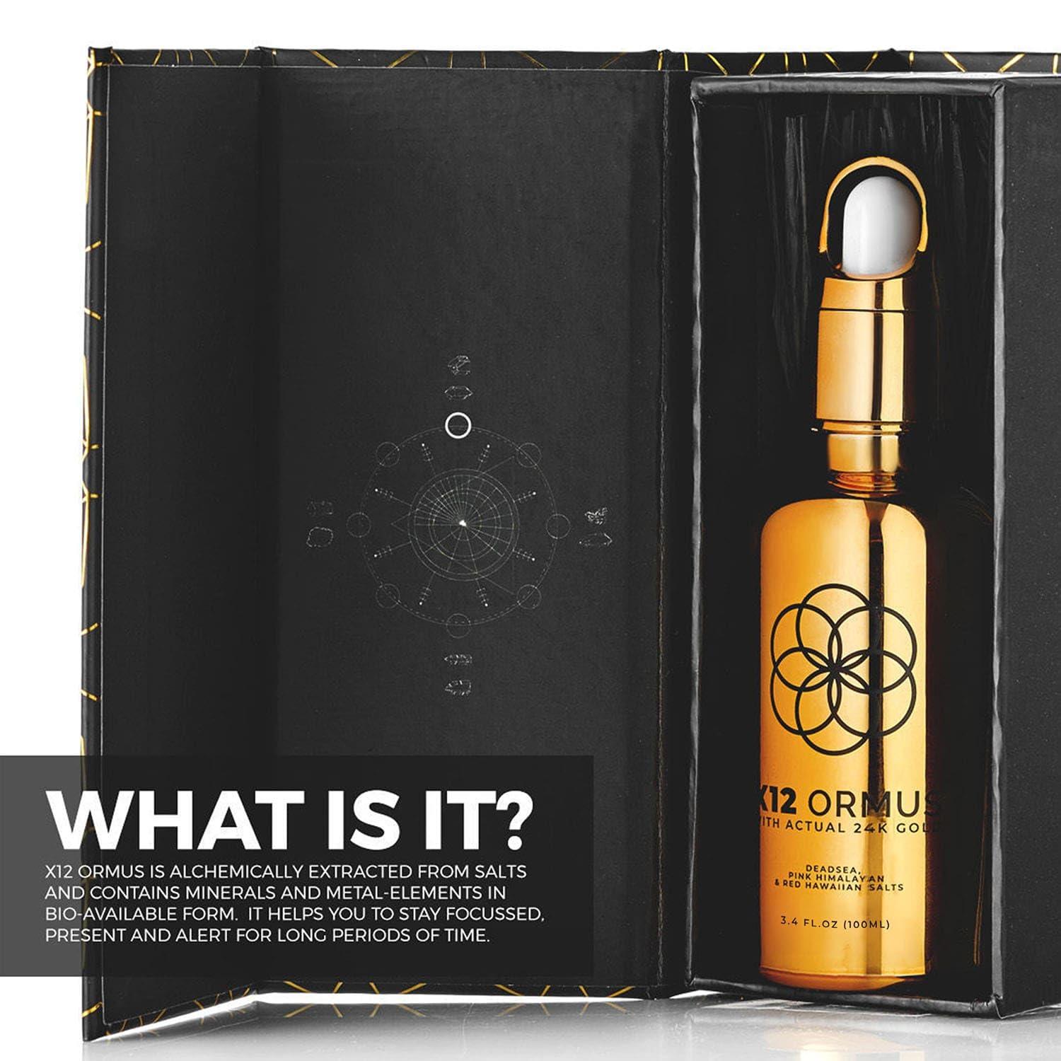 x12 Ormus With Actual 24k Gold Ormus Monoatomic Gold Concentrate (High Potency x12) 3.4oz - Made by Real Alchemists - 24k Food Grade Liquid Gold, Dead Sea Salt & Pink Himalayan Salt