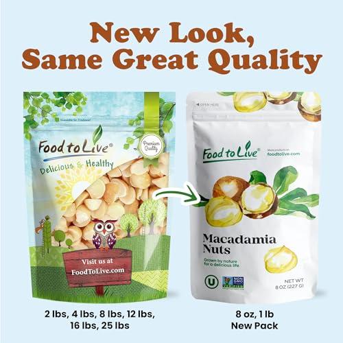 Food to Live Food to Live Macadamia Nut Halves & Pieces, 3 Pounds Raw, Shelled, Unsalted, Kosher, Vegan, Bulk. Keto Snack. Good Source of Healthy Fats. Great for Baking, and as Topping for Salads, Yogurt.