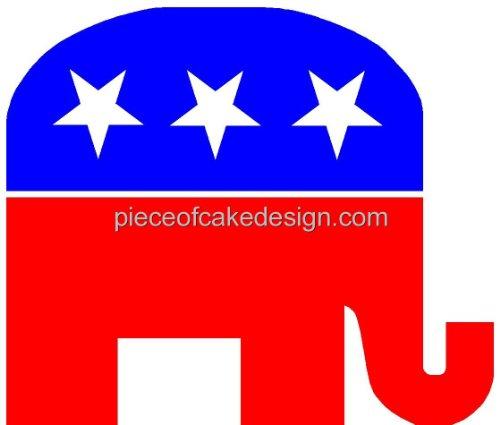 Quantumchaos Media 1/4 Sheet ~ Republican Elephant Logo Birthday ~ Edible Cake/Cupcake Topper!!!