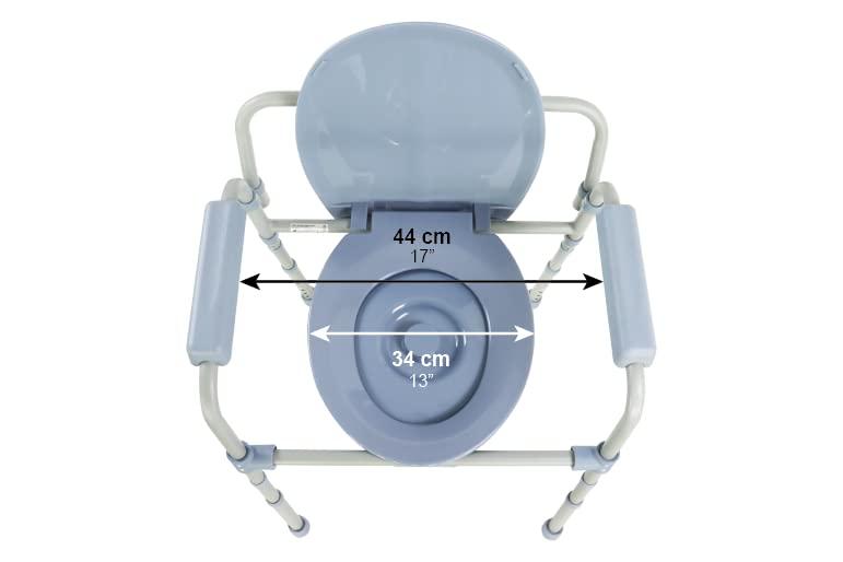 PEPE Mobility Pepe - 3 in 1 Bedside Commodes for Adults, Adult Potty Chair for Seniors Over Toilet, Urinal Chair for Elderly with Bucket, Commode Toilet Seat Riser, Adjustable Stand Alone Toilet Safety Rail Gray