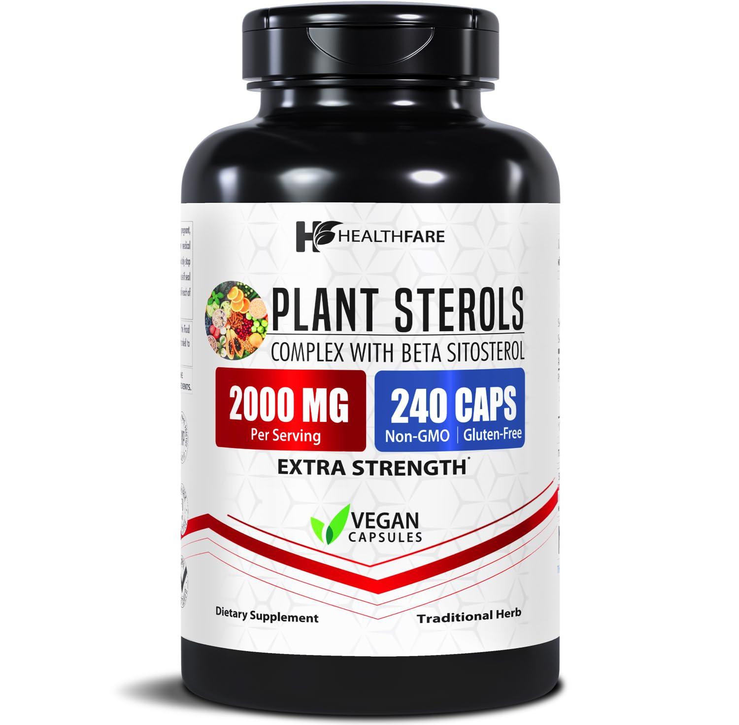 Healthfare Healthfare Plant Sterols Supplement | 2000mg | 240 Capsules | Extra Strength with Beta Sitosterol | Gluten-Free | Non-GMO
