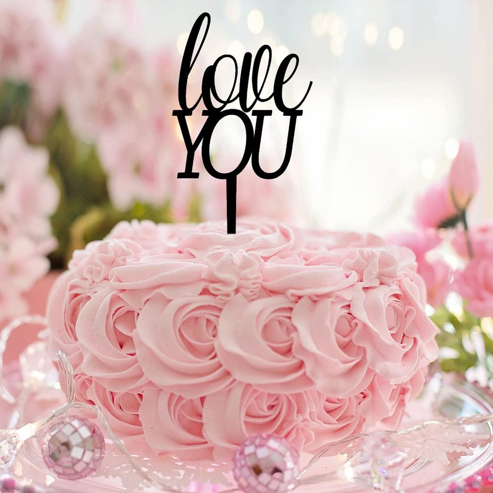 CustonCares Love You Cupcake Topper Mrs & Mrs Gay And Lesbian Birthday Cake Topper for Nuptial Birthday Cake Decorations Customized Custom Cupid's Arrow Heart Acrylic Black