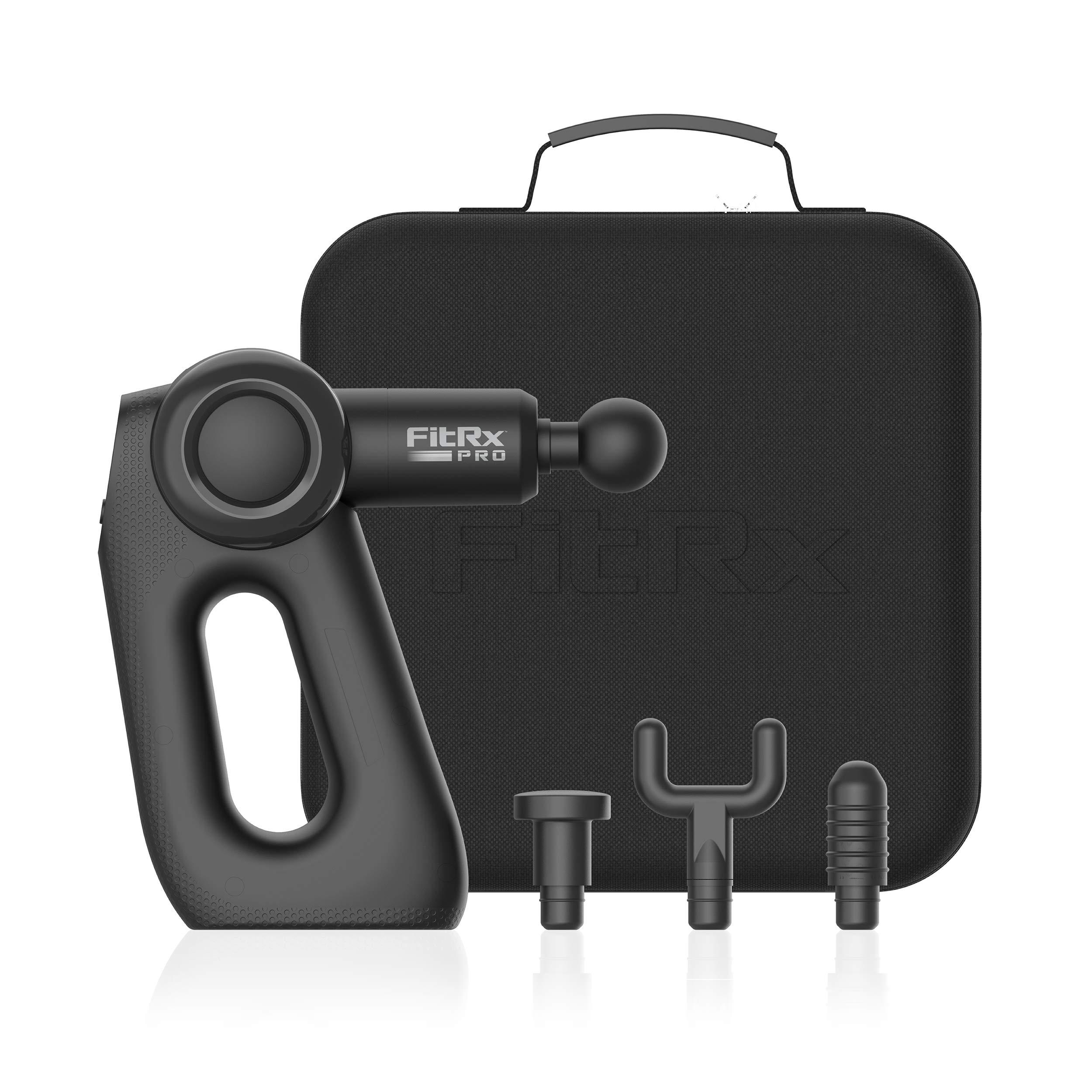 FitRx FitRx Handheld Therapeutic Percussion Massage Gun with 5 Speed Settings, 3 Arm Angles, and 4 Swappable Heads for Premium Back & Muscle Relief