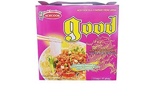 Ace Cook Acecook Good Minced Pork Instant Vermicelli Noodles (12 Pack, Total of 24oz)