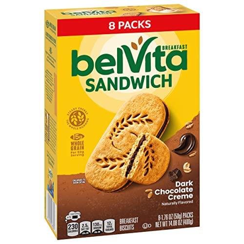 Belvita belVita Breakfast Sandwich Dark Chocolate Creme Breakfast Biscuits, 8 Packs (2 Sandwiches Per Pack)