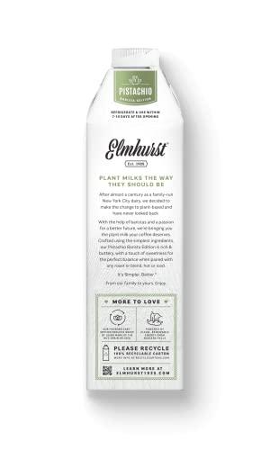 Elmhurst Elmhurst 1925 Barista Edition Pistachio Milk, Plant-Based, Vegan, 32 Ounce (Pack of 6)