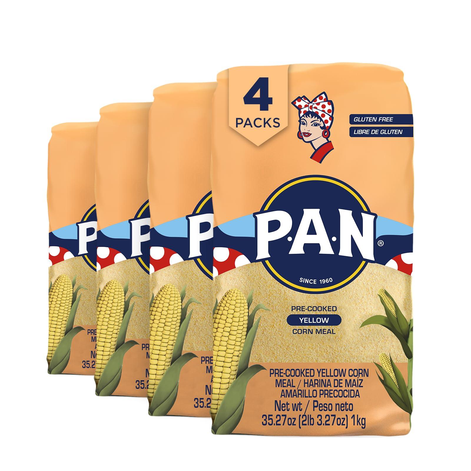 P.A.N. P.A.N. Yellow Corn Meal – Pre-cooked Gluten Free and Kosher Flour for Arepas (2.2 lb / Pack of 4)