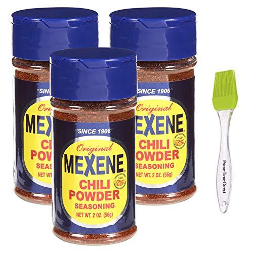 Mexene Mexene Original Chili Powder Seasoning - 2 Oz (Pack of 3) Bundle with PrimeTime Direct Silicone Basting Brush in a PTD Sealed Bag