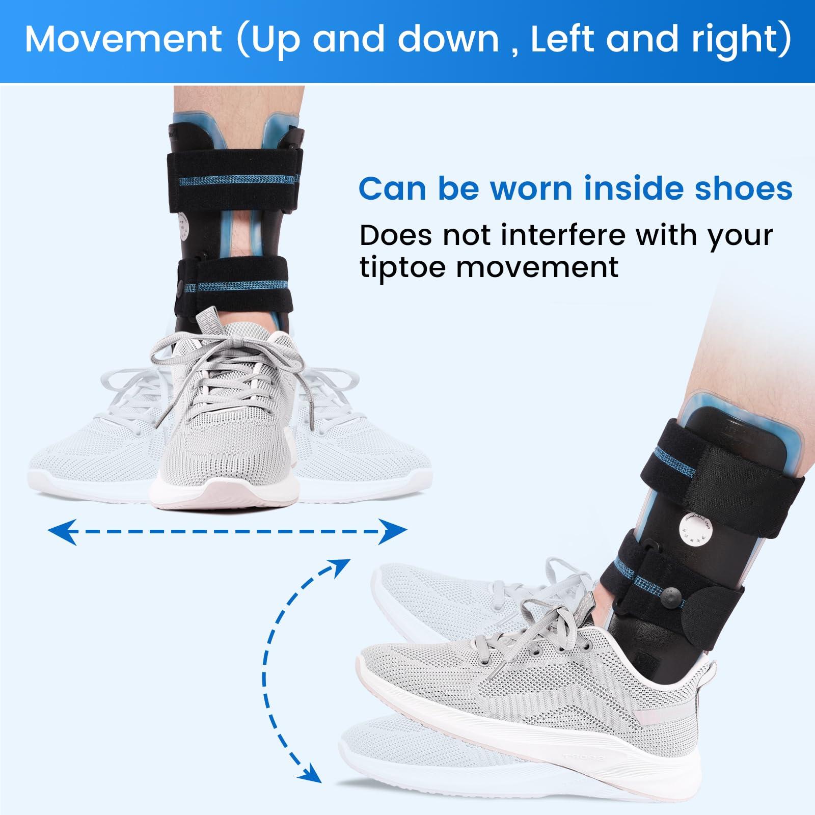 Velpeau Velpeau Air Gel Foam Ankle Stabilizer Support Brace for Sprained Ankle, Ligament Injury, Tendonitis, Adjustable Rigid Stirrup Ankle Splint for Women and Men (Gel Version, Large, Left Foot)