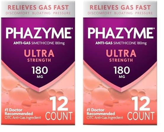Phazyme Phazyme Ultra Strength Gas & Bloating Relief, Works in Minutes, 12 Fast Gels, (Pack of 2)
