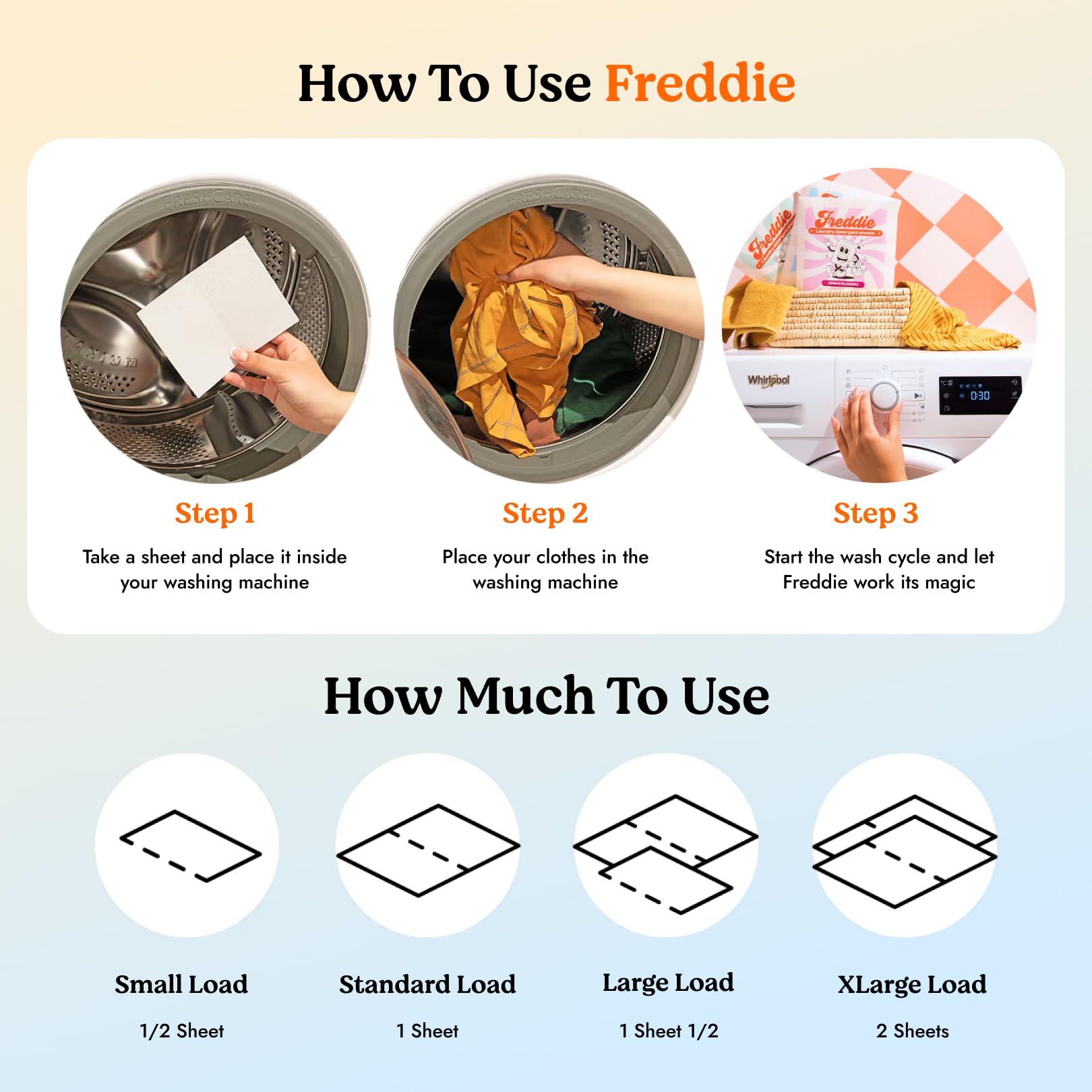 Freddie Freddie Laundry Detergent Sheets - Frosty Mountain Scent - 60 Loads (30 Sheets) - Concentrated Eco Friendly Liquid-less Strips