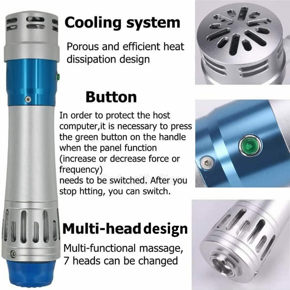 Shefmon Shockwave Therapy Machine, Effective Electromagnetic Extracorporeal E-D Shock Wave Therapy Machine Pain Relief Body Massager Muscle Relax Massage Gun with 7 Massage Heads