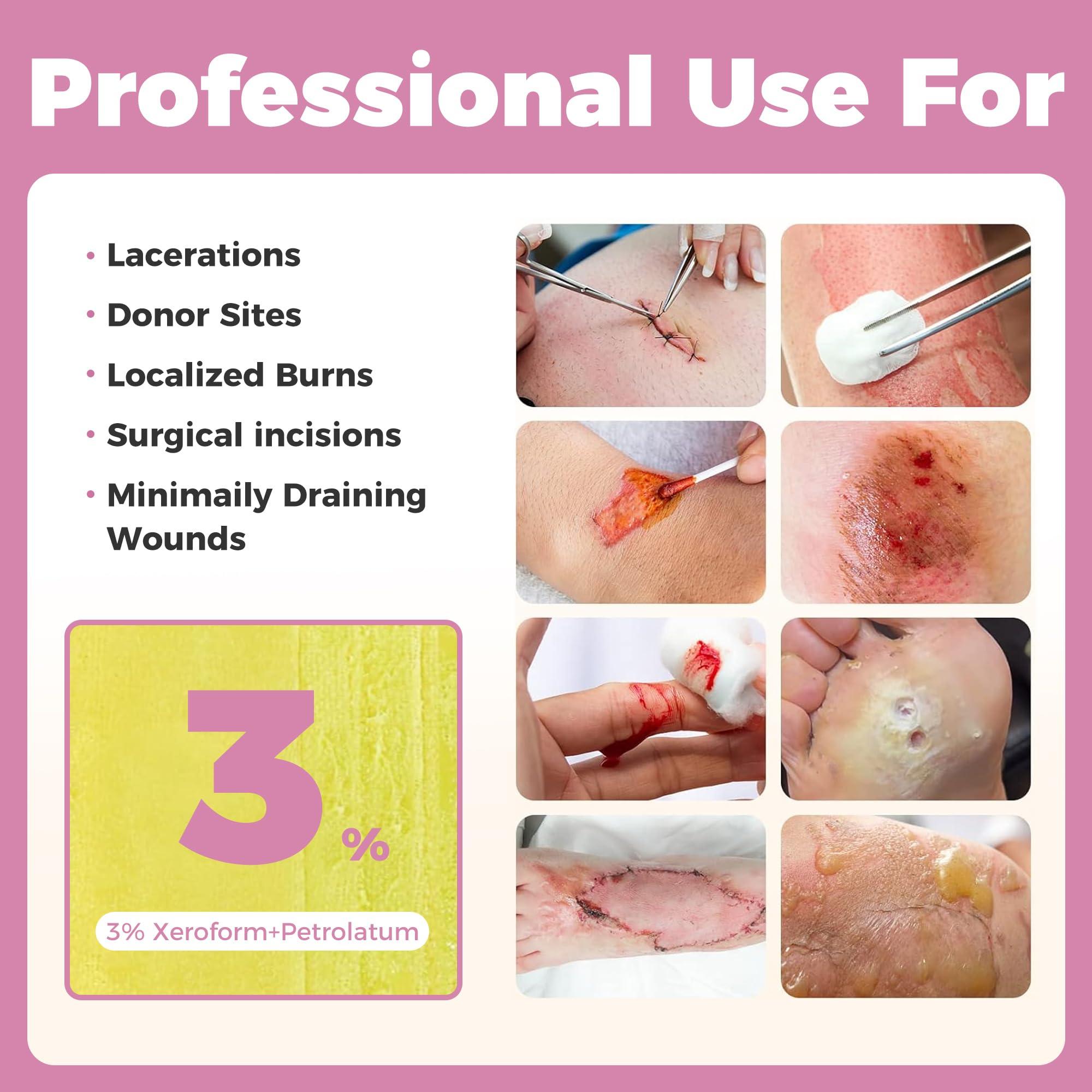 JUSORE JUSORE Xeroform Petrolatum Dressing Gauze 5"x9" - 25 Individual Pack, Non Stick Gauze Pads, Soft Mesh Xeroform Would Dressing for Wound Care, Surgical Incisions, Burns, Lacerations & Skin Grafts